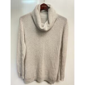 Theory Cashmere Sweater Medium Madalinda Womens Gray Cowl Long Sleeve Tunic